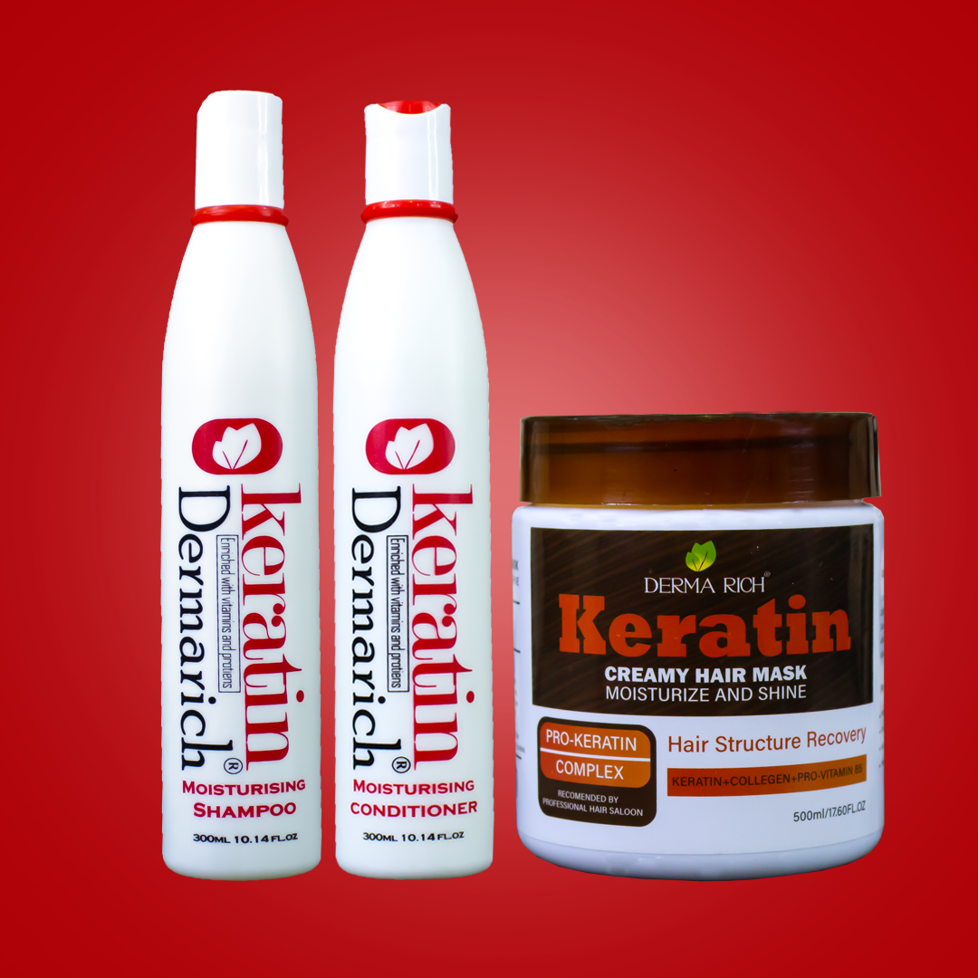 Keratin Repair Bundle – Shampoo, Conditioner & Hair Mask