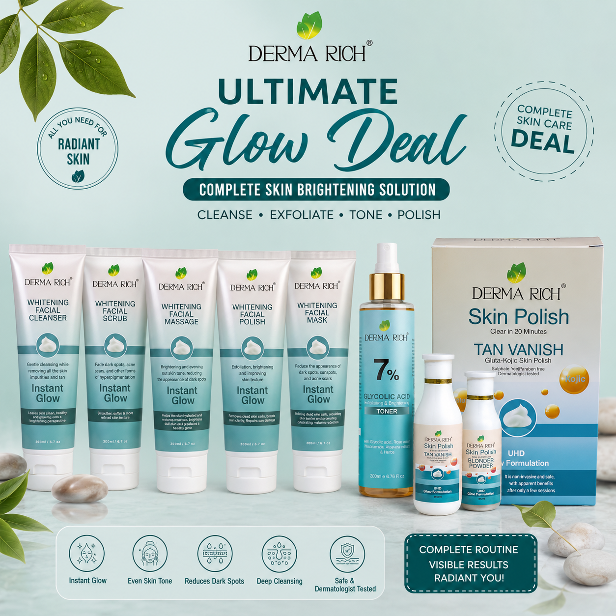 Derma Rich Ultimate Glow Deal – Complete Skin Brightening Skincare Bundle