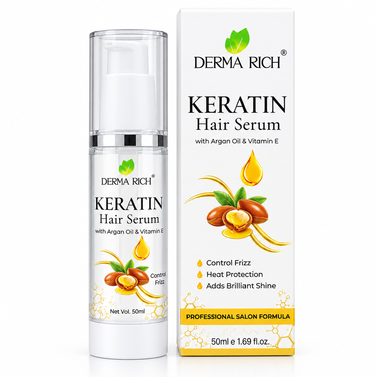 Derma Rich Keratin Hair Serum with Argan Oil & Vitamin E – 50ml
