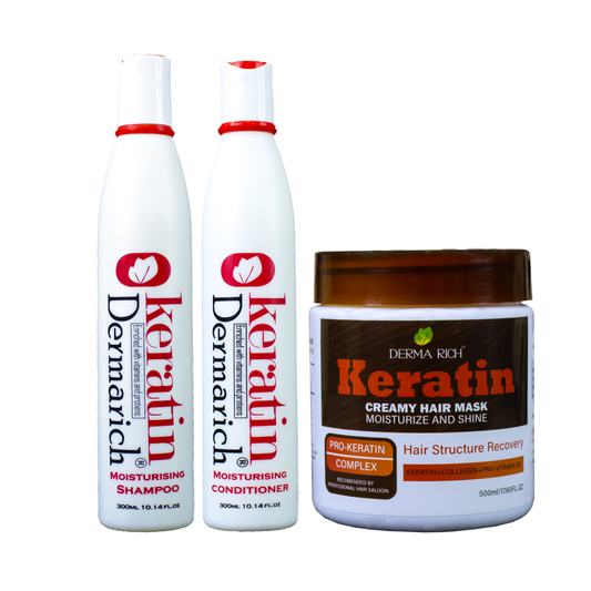 Keratin Repair Bundle – Shampoo, Conditioner & Hair Mask