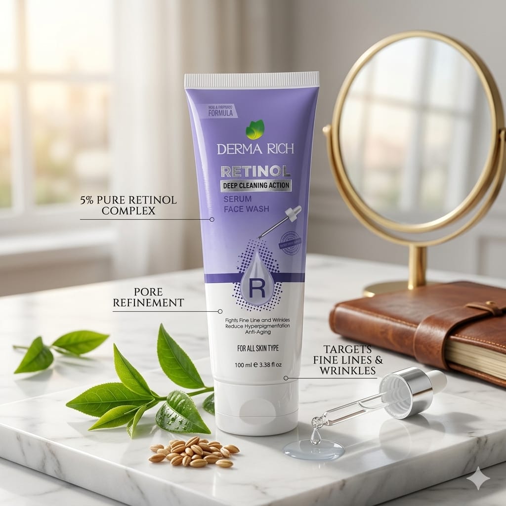 Retinol Face Wash For Anti Aging, Reduce Fine Lines & Wrinkles - 100ml